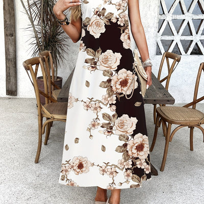 Indigo - Boho Chic Floral V-Neck Maxi Dress