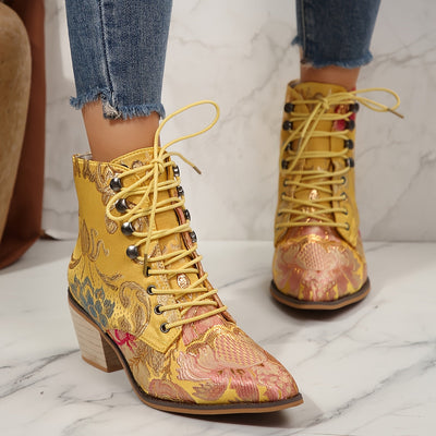 Gemma | Floral Embroidered Leather Boots