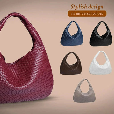 Tessa - Elegant PU Leather Woven Tote Bag