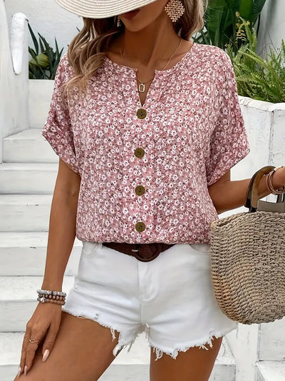 Alira - V-Neck Casual Button T-Shirt
