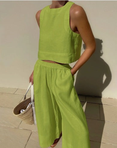 Aminta - Casual Sleeveless Summer Outfit Set