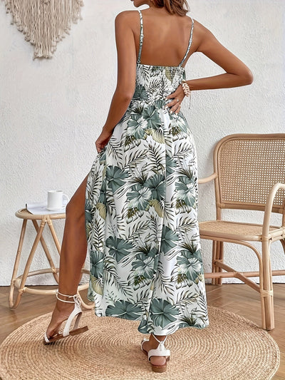 Maple - Floral V-Neck Suspender Maxi Dress