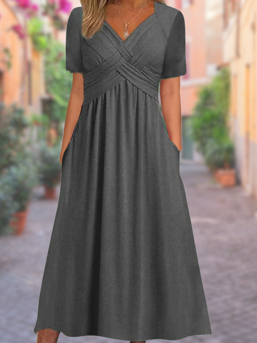 Florence - Elegant Loose Fit V-Neck Dress
