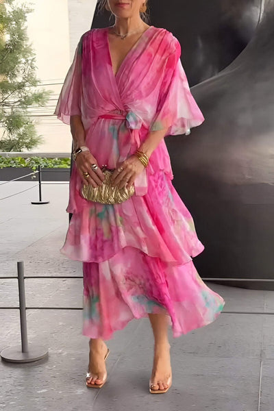 Nysa - Spring Floral Tiered Chiffon Dress