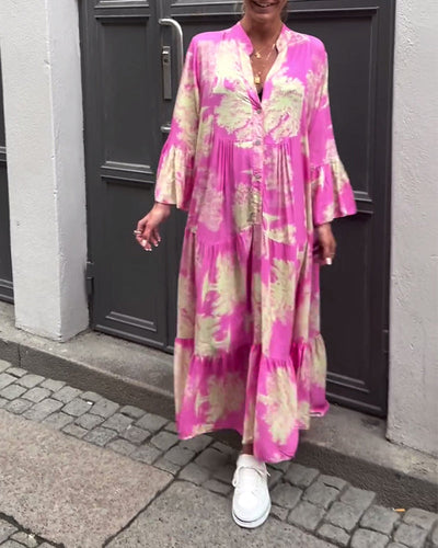 Giavanna - Casual Flared Sleeve Long Printed Dress