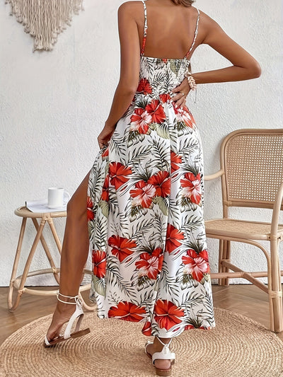 Maple - Floral V-Neck Suspender Maxi Dress