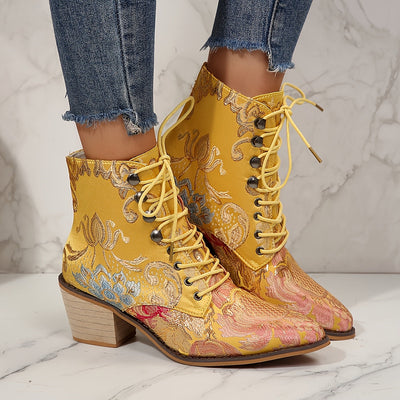 Gemma | Floral Embroidered Leather Boots