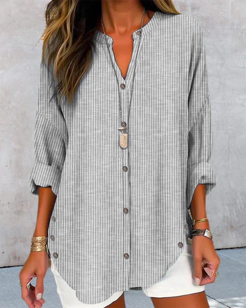Tamsin - Elegant Stripe Pattern V-Neck Top