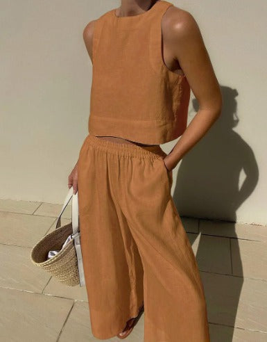 Aminta - Casual Sleeveless Summer Outfit Set