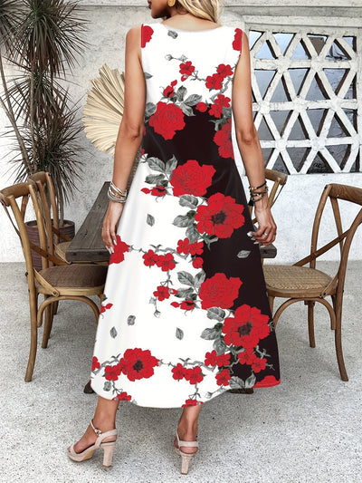 Indigo - Boho Chic Floral V-Neck Maxi Dress