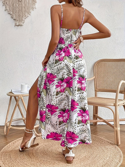 Maple - Floral V-Neck Suspender Maxi Dress