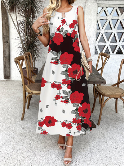 Indigo - Boho Chic Floral V-Neck Maxi Dress