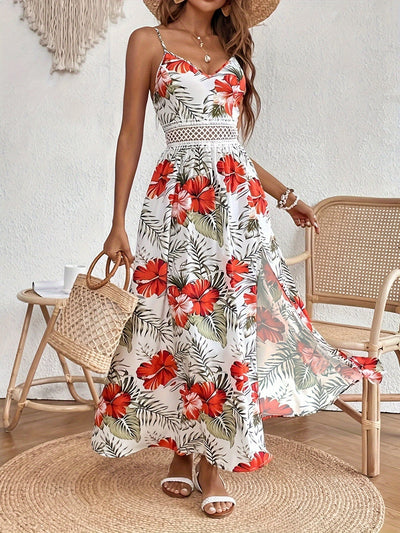Maple - Floral V-Neck Suspender Maxi Dress