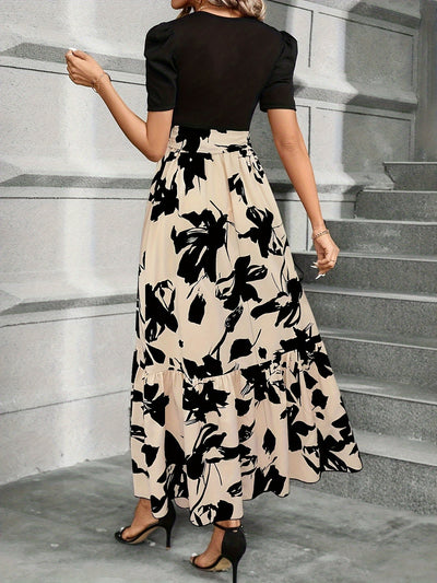 Briony - Floral High-Waist Dress with Ruffle Hem