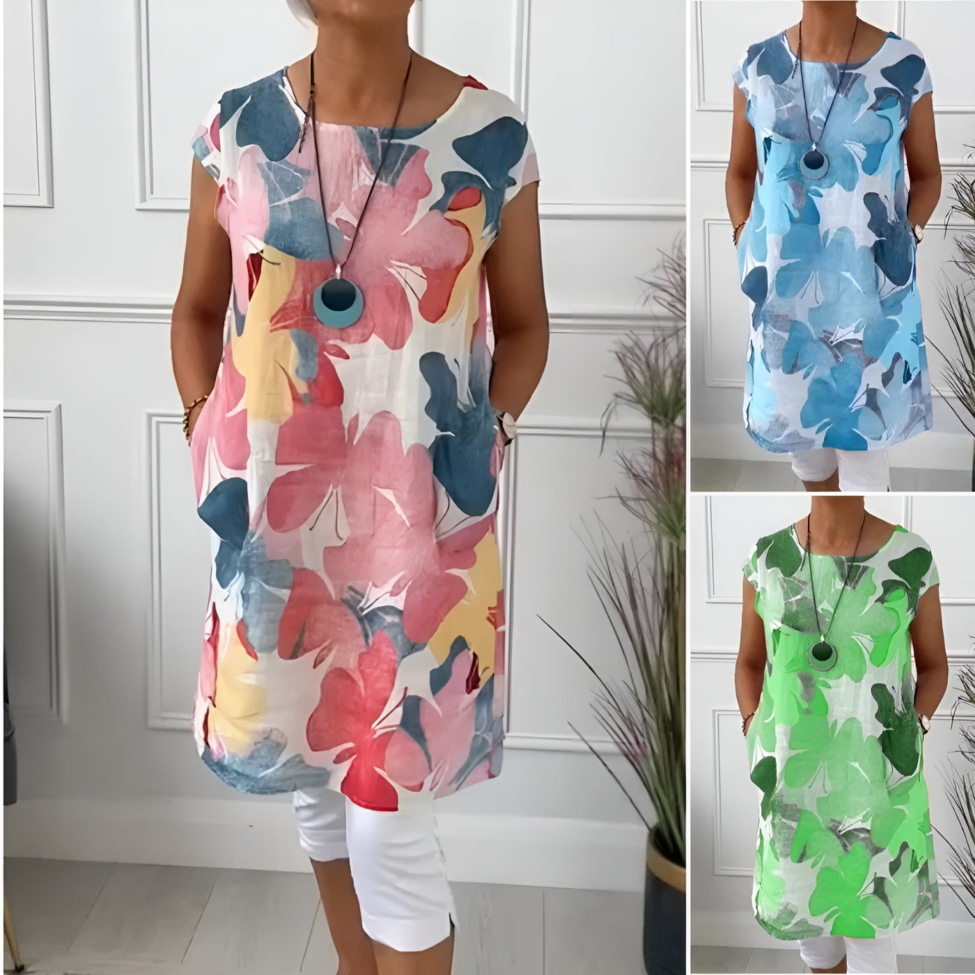 Evelyn - Casual Pocketed Short Sleeve Dress