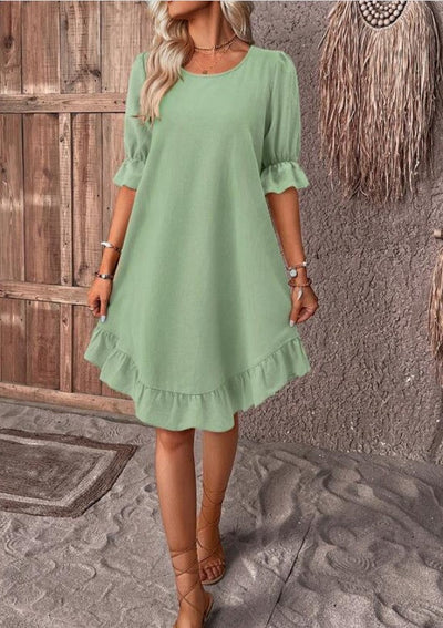Isolde - Retro Charm Half Sleeve Midi Dress