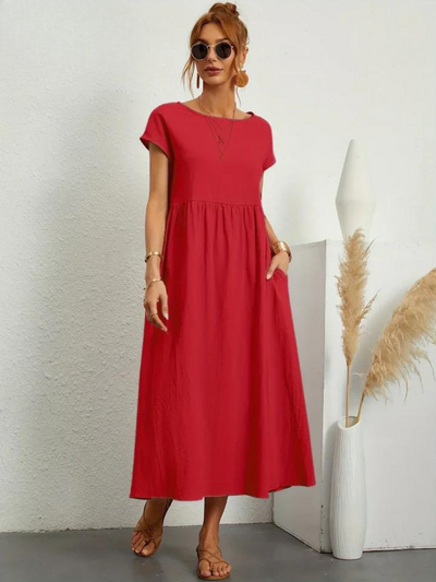 Maelis - Women's Loose Cotton-Linen Pocket Dress