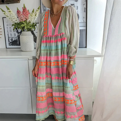 Ziggy - Vintage V-Neck Puff Sleeve Long Sundress