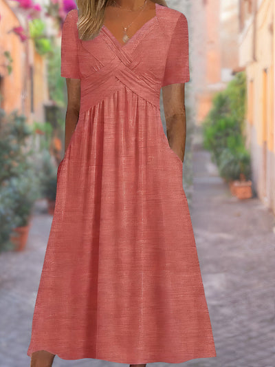 Florence - Elegant Loose Fit V-Neck Dress
