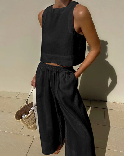 Aminta - Casual Sleeveless Summer Outfit Set
