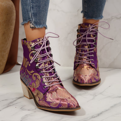 Gemma | Floral Embroidered Leather Boots