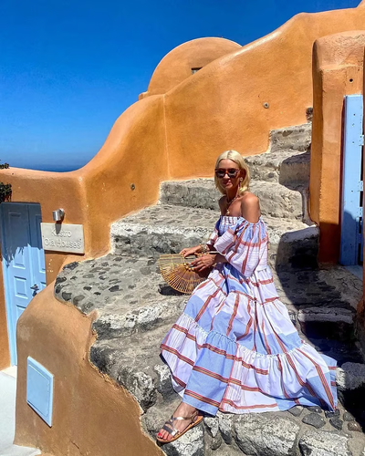 Seraphina - Luxury Mexican Print Off-Shoulder Maxi Dress
