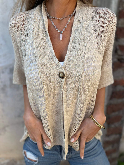 Kamila - Elegant Textured V-Neck Knit Top
