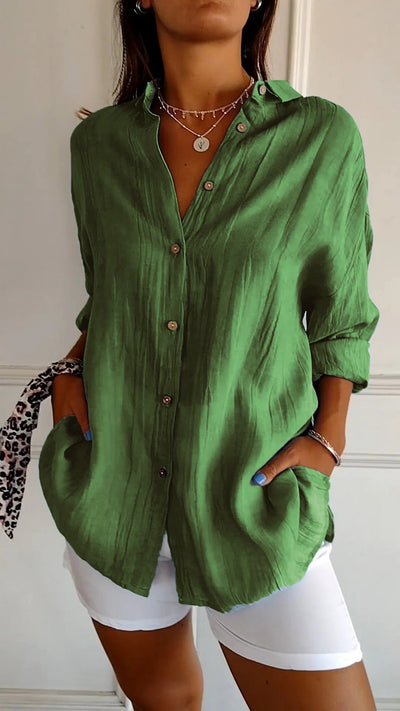 Clara - Elegant Solid Color Commuter Blouse