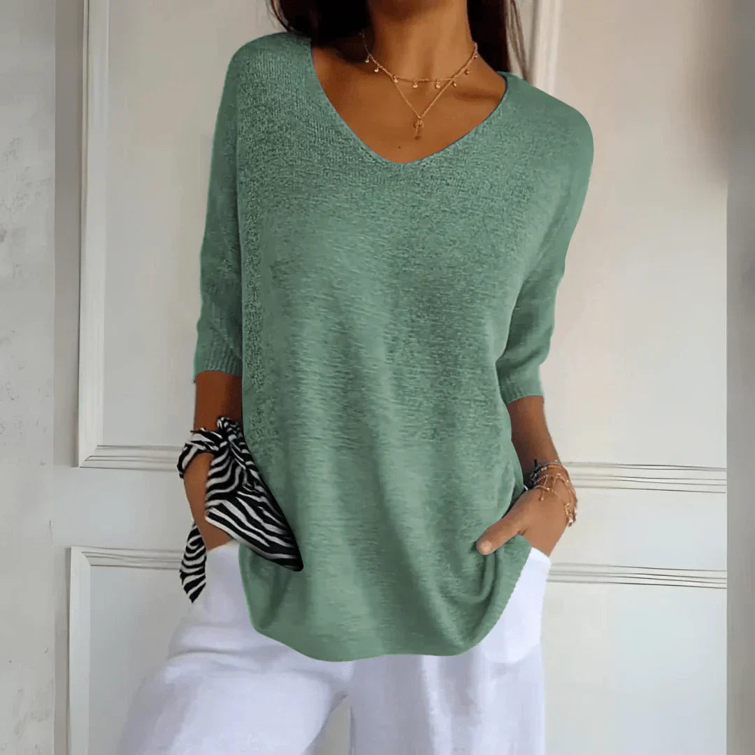 Fenella - Casual Solid Color Work Top