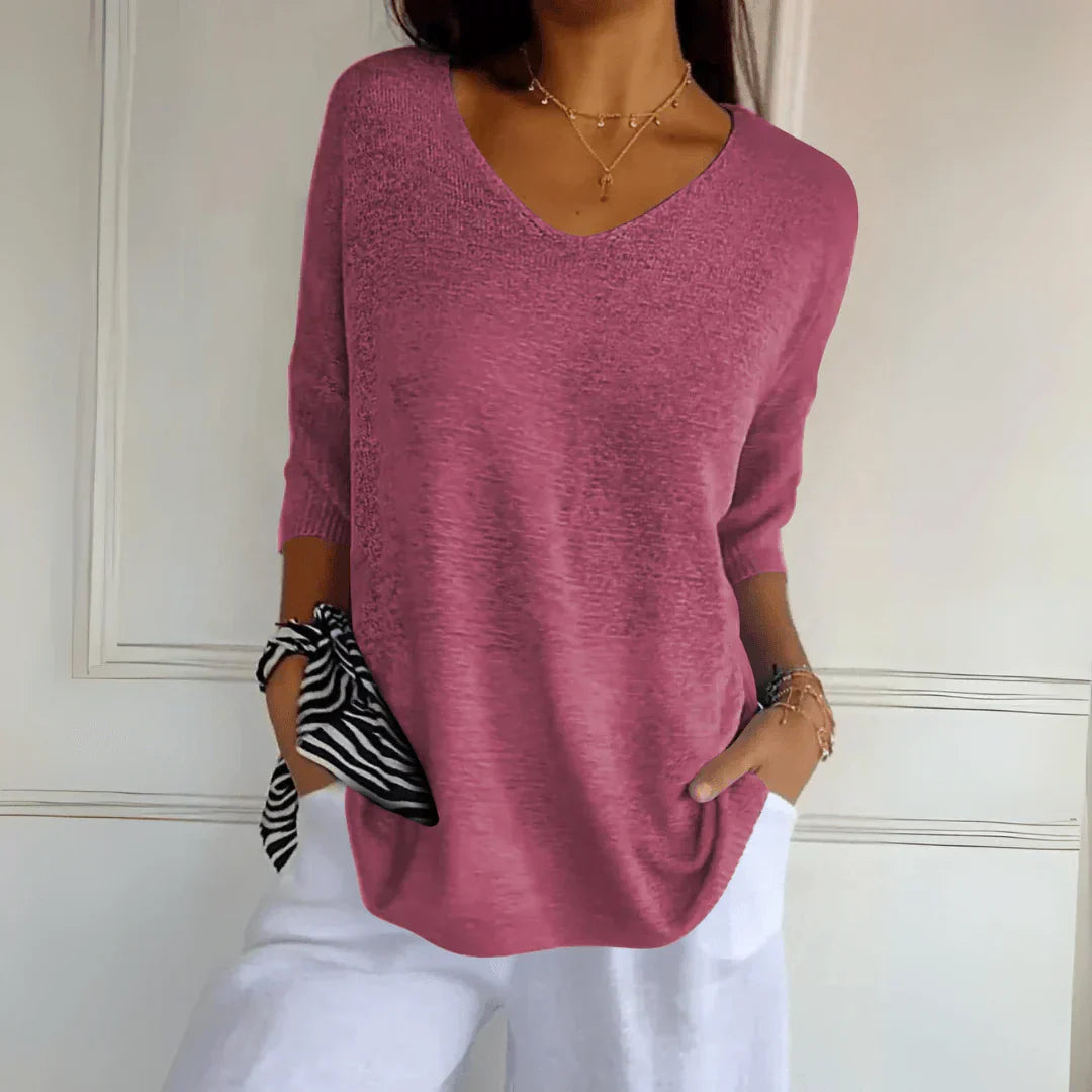 Fenella - Casual Solid Color Work Top