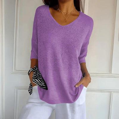 Fenella - Casual Solid Color Work Top